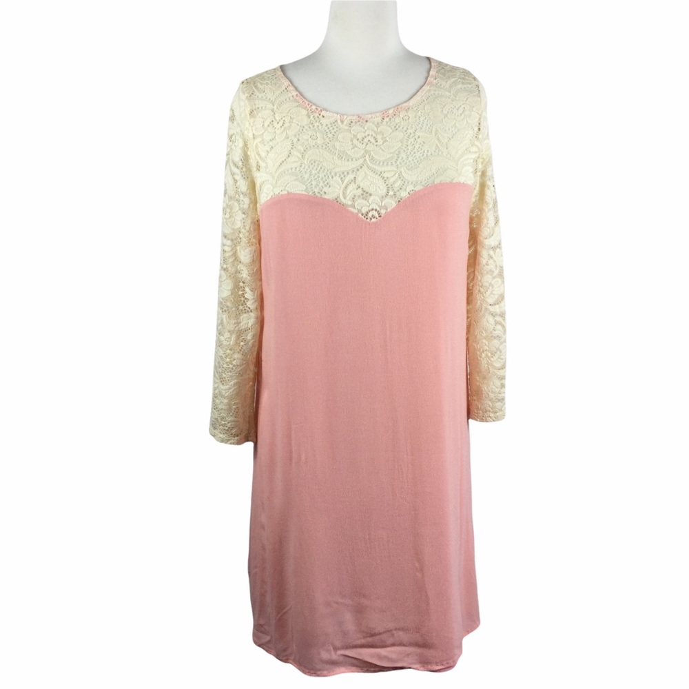 Peach Love California Dress, Pink w/cream lace